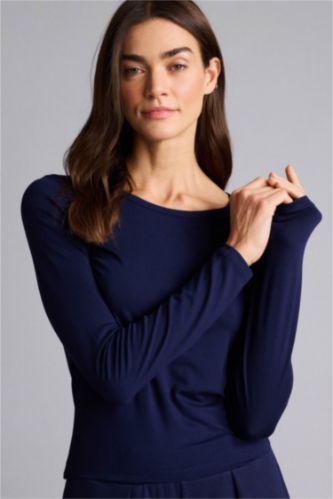 FEMME Marin Haut à col rond et manches longues