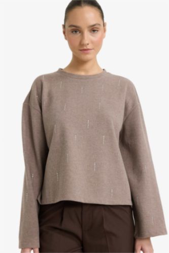 Relax Fit Bisiklet Yaka Uzun Kollu Tişört