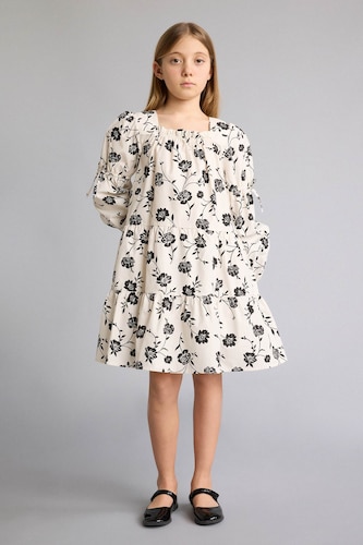 Young Girls - Teen Girls Ecru Girl Floral Cotton Dress