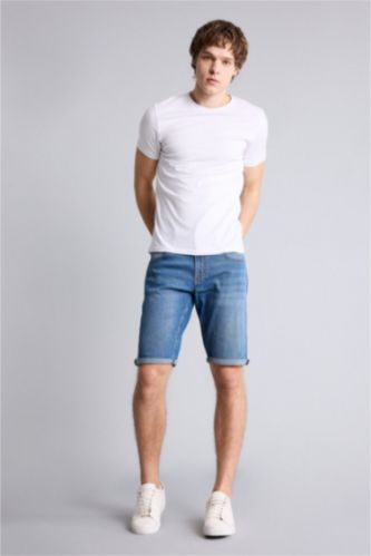 Мужчины Голубрй Джинсовые бермуды Regular Fit