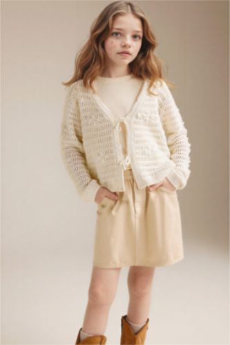 FILLES Écru Cardigan ajouré pour fille