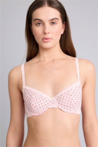 WOMAN Pink Lace Detailed Unpadded Underwired Bra