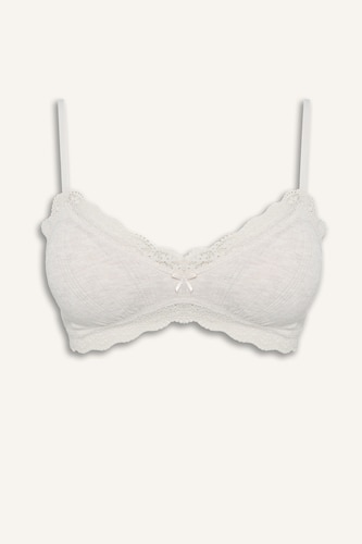 Women Light Brown Melange Fall in Love With Lace Bra