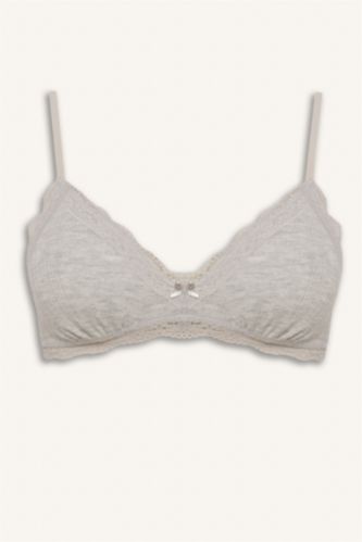 نساء ميلانج رمادي حمالة صدر برا مفصل بالدانتيل ببطانة قابلة للإزالة