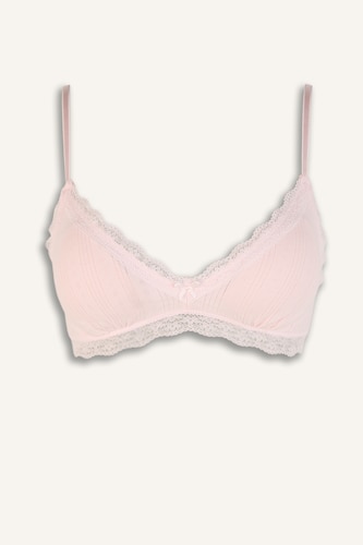 Women Light Pink Fall in Love With Lace Bra