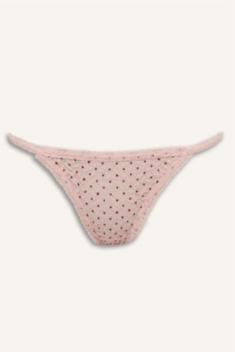 Woman Pink Lace Slip Panty