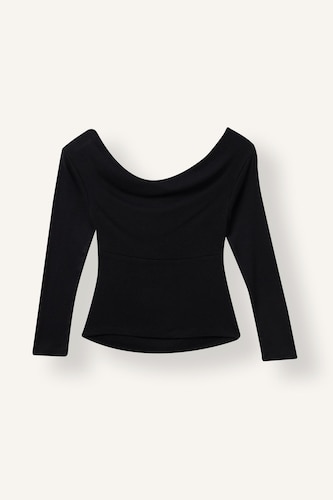 Slim Fit Wrap Collar Ribana Long Sleeve T-Shirt