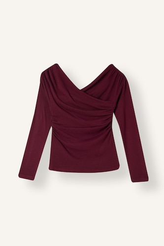 Slim Fit Wrap Collar Ribana Long Sleeve T-Shirt
