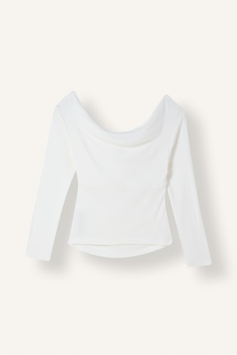 Slim Fit Wrap Collar Ribana Long Sleeve T-Shirt