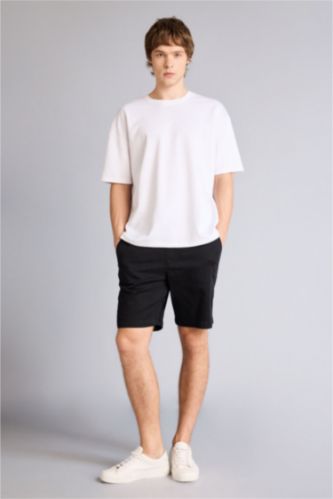 Мужчины Черный Джинсовые бермуды мягкой текстуры