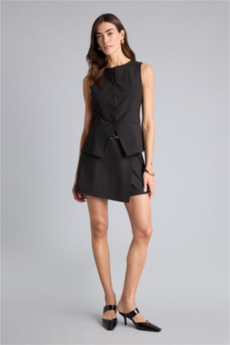 Kadın Kahve Kemerli Şort Etek