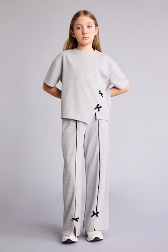 Young Girls - Teen Girls Light Grey Melange Girl 2 Piece Set for Girls