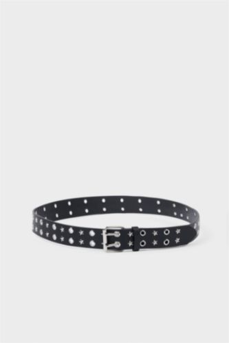 Kadın Siyah Kadın Dikdörtgen Toka Suni Deri Günlük Kemer