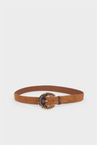 Kadın Kahve Kadın Oval Toka Suni Deri Klasik Kemer