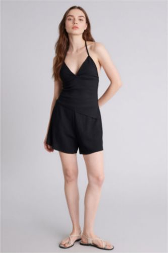 FEMME Noir Short froissé Coupe ample