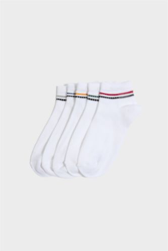 Erkek Çocuk - Genç Erkek Beyaz 5'li Pamuklu Soket Çorap Erkek Çocuk