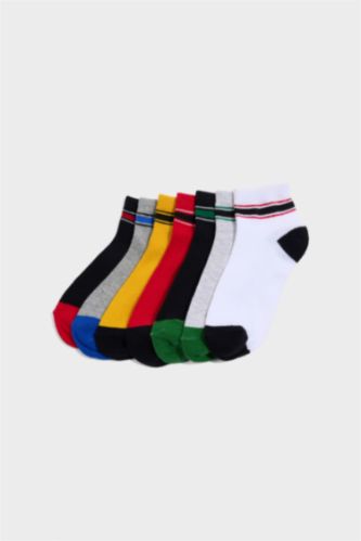 Erkek Çocuk - Genç Erkek Karma Baskılı 7'li Pamuklu Patik Çorap Erkek Çocuk