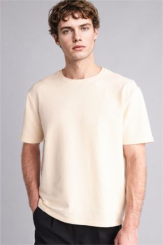 Men Ecru Regular Fit Short Sleeve T-Shirt