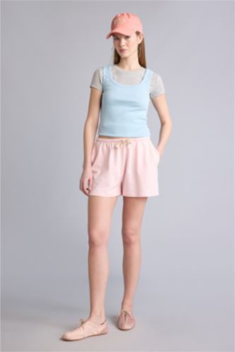 Женщины Светло-розовый Шорты Standard Fit из свитшотной ткани