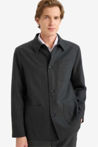 Regular Fit Polo Yaka Pamuk Astarlı Blazer Ceket