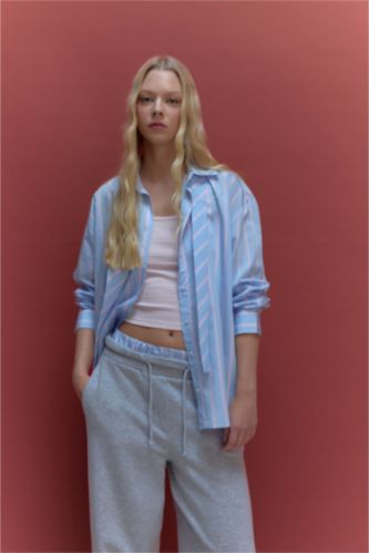 Oversize Fit Shirt Collar Long Sleeve Shirt