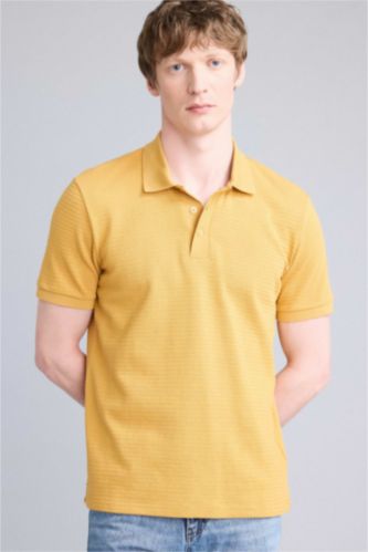 Мужчины Темно-желтый Футболка поло с коротким рукавом