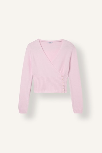 Pull en tricot mélangé laine à col V Coupe ajustée