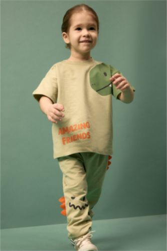 2'li Takım Dinozor Baskılı Sweatshirt Alt Erkek Bebek