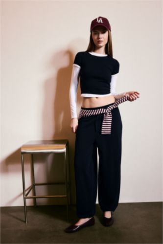 WOMAN NAVY Balloon Fit Wide Leg Sweatpants