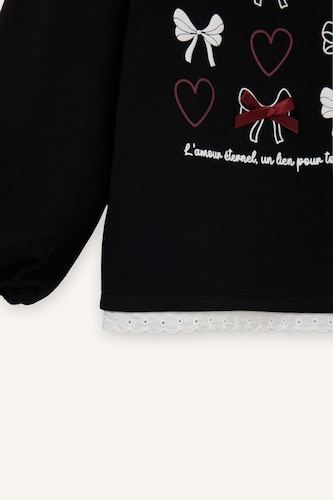 Oversıze Desenli Sweatshırt Kız Bebek