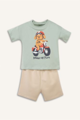 Erkek Bebek Mint Baskılı 2'li Erkek Bebek Takım