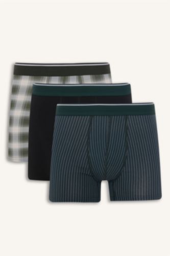 Regular Fıt Kareli 3'lü Boxer