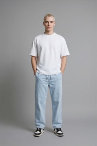 رجال أزرق فاتح Wide Leg Wide Leg Jeans
