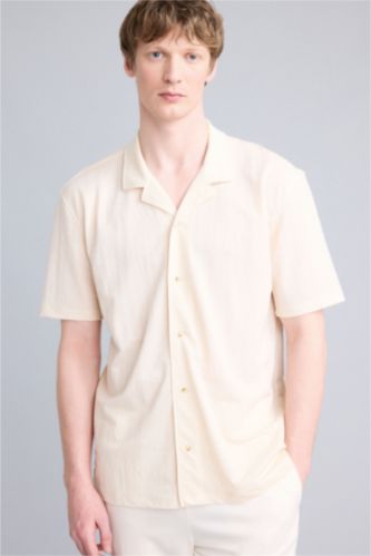 Мужчины Слоновая кость Трикотажная рубашка Regular Fit с воротником поло и коротким рукавом