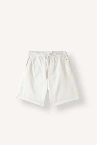 MAN Ecru 100% Cotton Relax Fit Elastic Waist Shorts