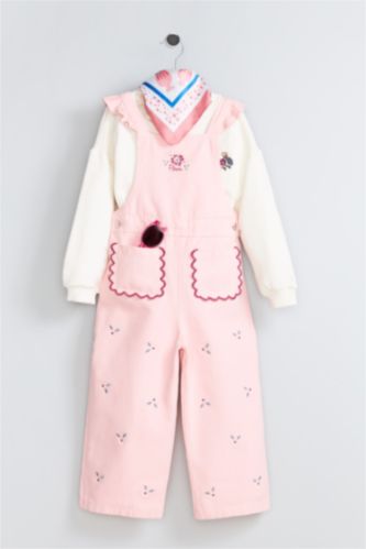 BABY GIRL Light Pink Baby Girl Twill Crew Neck Regular Fit Sleeveless Jumpsuit