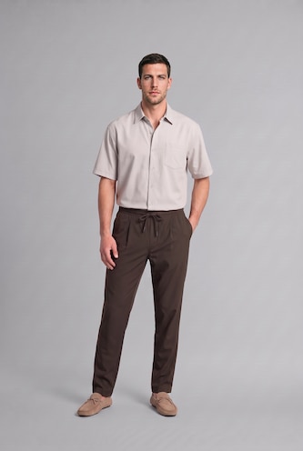 Men Brown Elastic Band Relax Fit Trousers
