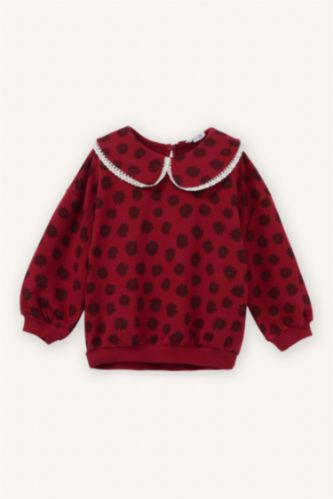 طفلة صغيرة خمري سويت شيرت بناتي فلورال قصة عادية