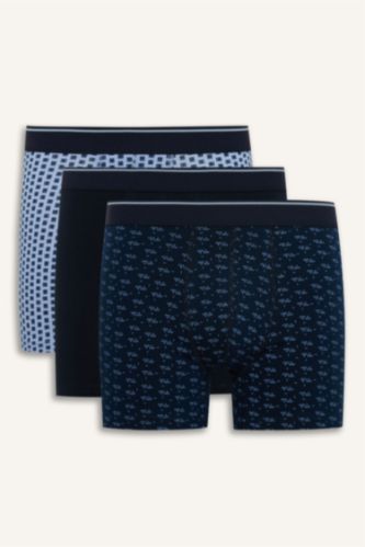 Erkek Lacivert Regular Fıt Puantiye 3'lü Boxer