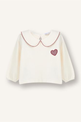 Kız Bebek Ekru %100 Pamuklu Tişört Kız Bebek