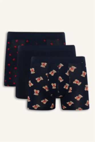 رجال كحلي بوكسر قصة عادية بطبعة قلب - 3 قطع