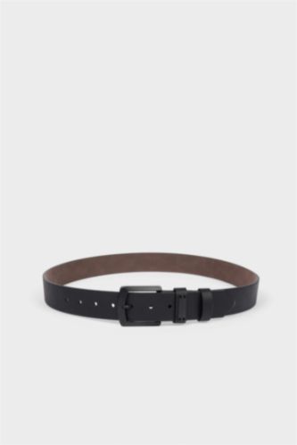 Erkek Dikdörtgen Toka Suni Deri Jean Kemeri