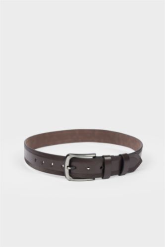 Erkek Dikdörtgen Toka Suni Deri Jean Kemeri