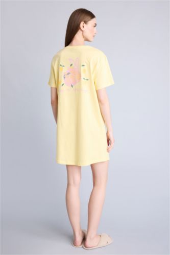 Женщины Желтый Платье Regular Fit с круглым вырезом и коротким рукавом