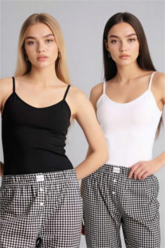 Kadın Siyah Regular Fıt 2'li Atlet