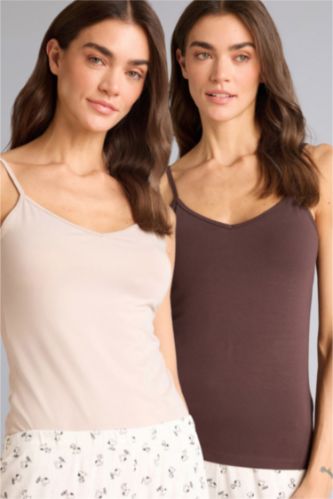 WOMAN Brown Regular Fit 2 piece Tank Top