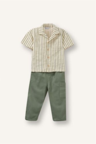BABY BOY Ecru Baby Boy Cotton 2 Piece Set for Baby Boys