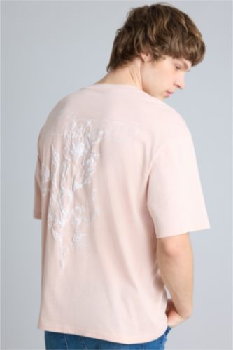 Ерлер Қызғылт 100% мақта Boxy Fit баспалы футболка