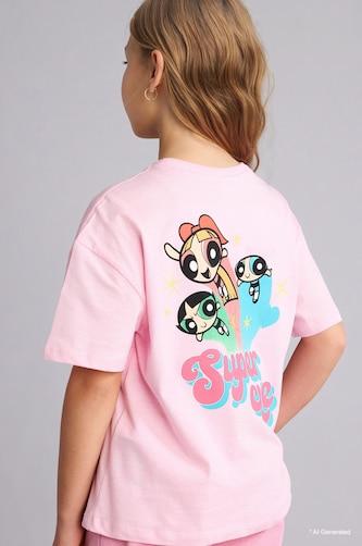 Girl PowerPuff Girl 100% Cotton Crew Neck Oversize T-Shirt