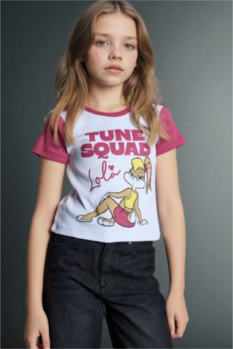 FILLES Blanc T-shirt côtelé Looney Tunes pour fille